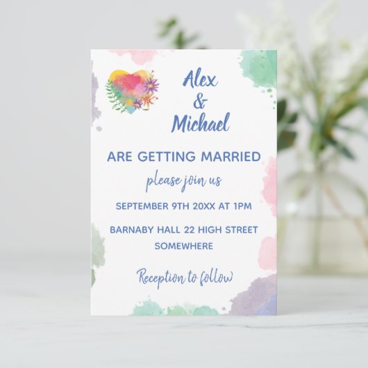 Maßgeschneiderte Pastel-Liebe Einladung (Stehend Vorderseite)