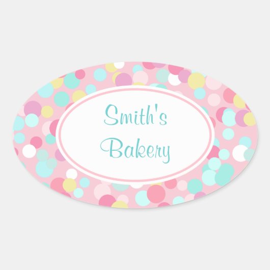 Maßgeschneiderte Pastelldots Oval Stickers (Vorderseite)