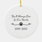 Maßgeschneiderte Pawprint-Stifte Keramik Ornament (Hinten)