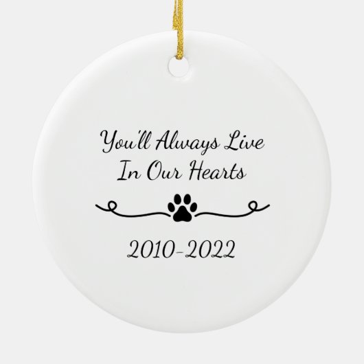 Maßgeschneiderte Pawprint-Stifte Keramik Ornament (Hinten)