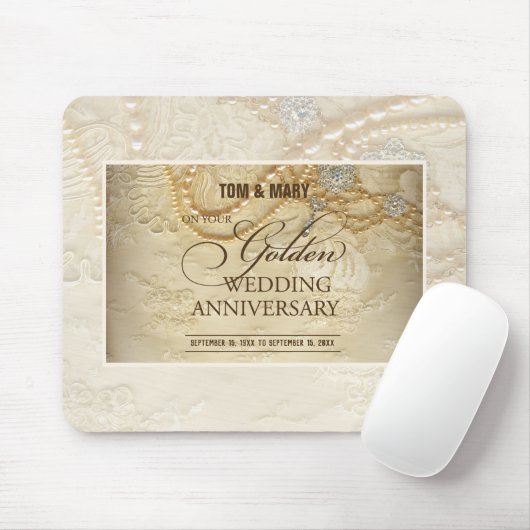 Maßgeschneiderte Perlen zum 50. Hochzeitstag Mousepad (Mit Mouse)
