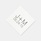 Maßgeschneiderte personalisierte Hochzeitinitialen Serviette (Ecke)