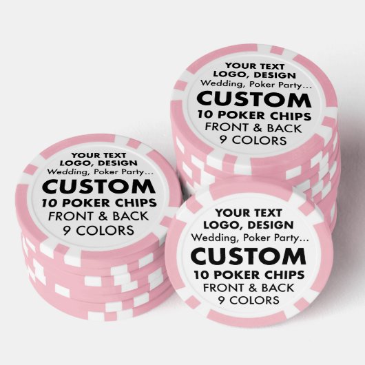 Maßgeschneiderte personalisierte PINK Poker Chips (Stapel)