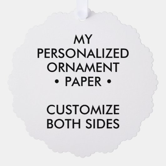 Maßgeschneiderte Personalisierte SCALLOPED PAPER T Ornament Karte (Vorderseite)