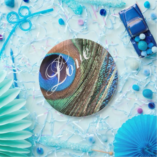 Maßgeschneiderte Pfauenfederplatte Pappteller (Party)