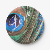 Maßgeschneiderte Pfauenfederplatte Pappteller (Vorderseite)