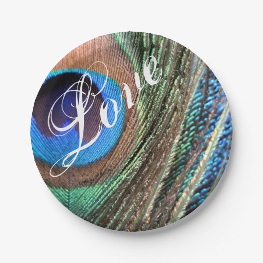 Maßgeschneiderte Pfauenfederplatte Pappteller (Vorderseite)