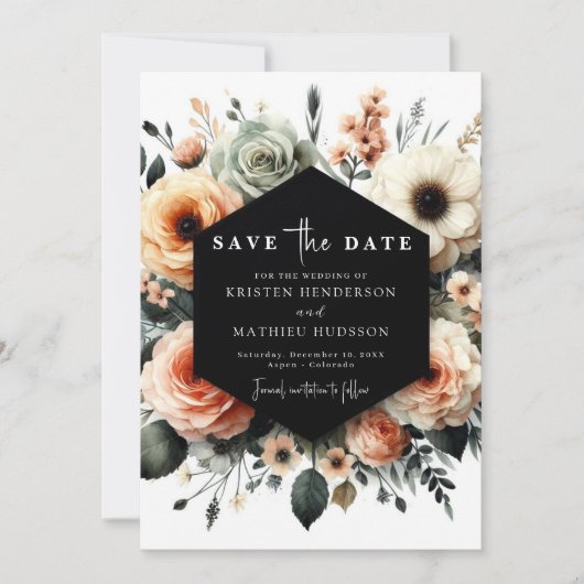 Maßgeschneiderte Pfirsichhochzeit Save The Date (Vorderseite)