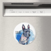 Maßgeschneiderte Pit Bull Dog Blue Watercolor Magnet (In Situ (Geschirrspüler))