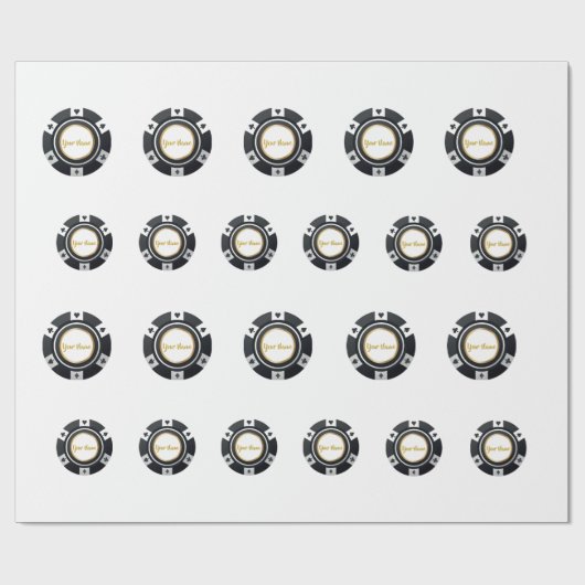 Maßgeschneiderte Poker-Chips Schwarz-weißes Goldmu Geschenkpapier (Flach)