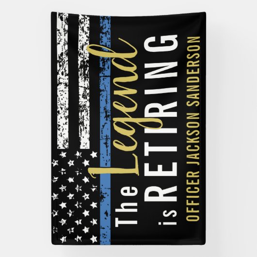 Maßgeschneiderte Polizeiretirement Thin Blue Line Banner (Vertikal)