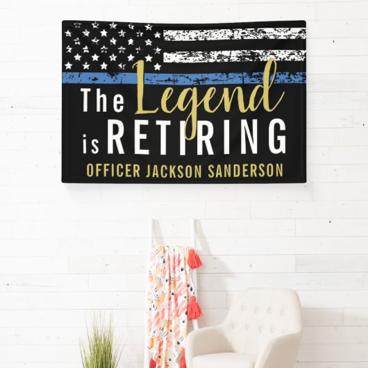 Maßgeschneiderte Polizeiretirement Thin Blue Line Banner (InSitu)