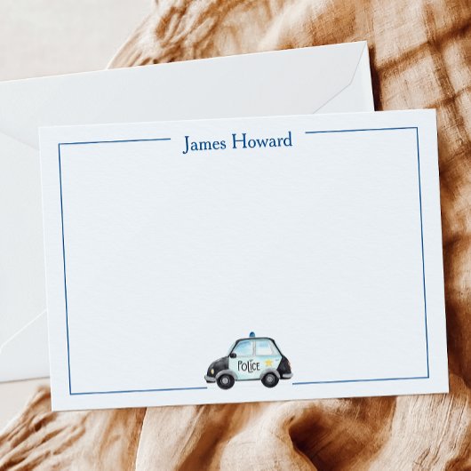 Maßgeschneiderte Polizeiwagen, Jungs blau und weiß Dankeskarte