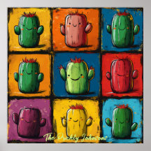 Maßgeschneiderte Pop Art Cactus Grid Wall Art