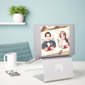 Maßgeschneiderte Porträtaufkleber des Paares Aufkleber (Laptop auf Schreibtisch)