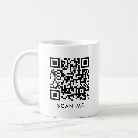 Maßgeschneiderte QR-Code-Scan Me-Vorlage Weiß Kaffeetasse (Links)
