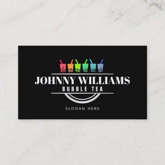 Maßgeschneiderte Rainbow Bubble Tee Business Cards Visitenkarte (Vorderseite)