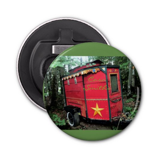 Maßgeschneiderte Red Sinti und Roma winzige Wohnwa Flaschenöffner (Vorderseite)