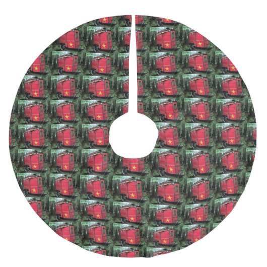 Maßgeschneiderte Red Sinti und Roma winzige Wohnwa Polyester Weihnachtsbaumdecke (Vorderseite)