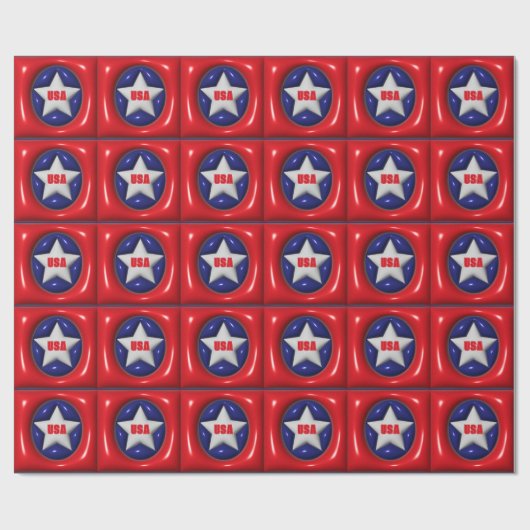Maßgeschneiderte Red White and Blue Star USA Geschenkpapier (Flach)