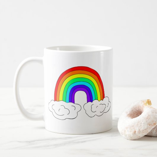 Maßgeschneiderte Regenbogen-Tasse. Kaffeetasse (Mit Donut)