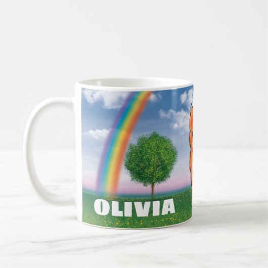 Maßgeschneiderte Regenbogen- und KatzenTasse Kaffeetasse (Links)