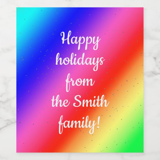 Maßgeschneiderte Regenbogenfarben Weinetikett (Einzelnes Label)