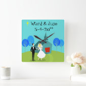 Maßgeschneiderte Retro-Hochzeitskuppeluhr Quadratische Wanduhr (Zuhause)