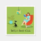Maßgeschneiderte Retro Reading weiblichen Papiers Serviette (Vorderseite)