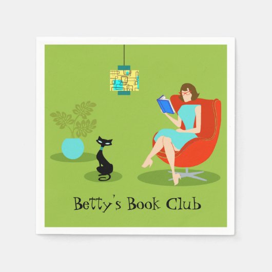 Maßgeschneiderte Retro Reading weiblichen Papiers Serviette (Vorderseite)