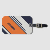 Maßgeschneiderte Retro-Streifen in blau Orange Gepäckanhänger (Vorderseite (Horizontal))