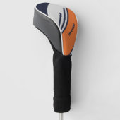 Maßgeschneiderte Retro-Streifen in blau Orange Golf Headcover (angewinkelt)