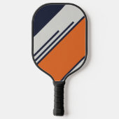 Maßgeschneiderte Retro-Streifen in blau Orange Pickleball Schläger (Rückseite)