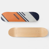 Maßgeschneiderte Retro-Streifen in blau Orange  Skateboard (Horizontal)