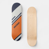 Maßgeschneiderte Retro-Streifen in blau Orange Skateboard (Vorderseite)