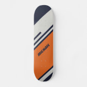 Maßgeschneiderte Retro-Streifen in blau Orange Skateboard (Vorderseite)