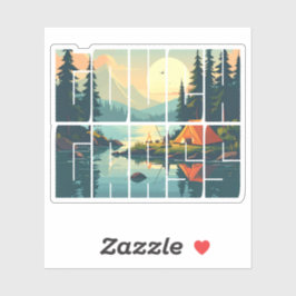 Maßgeschneiderte Retro-Touch Gras im Freien Typogr Aufkleber