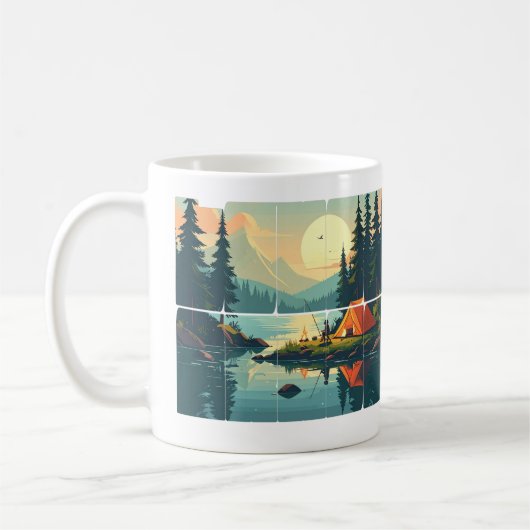 Maßgeschneiderte Retro-Touch Gras im Freien Typogr Kaffeetasse (Links)