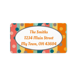 Maßgeschneiderte Retrostreifen und -punkte - Orang Adressaufkleber