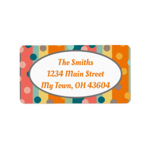 Maßgeschneiderte Retrostreifen und -punkte - Orang Adressaufkleber