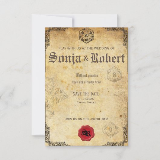 Maßgeschneiderte Roleplay Gamer Fantasy Wedding Einladung (Vorderseite)