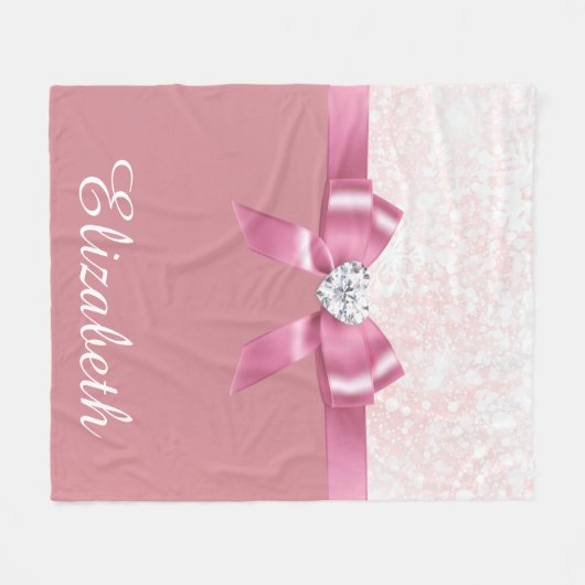 Maßgeschneiderte rosa schwarzfarbene Diamant-Fußma Fleecedecke (Vorderseite (Horizontal))