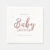 Maßgeschneiderte Rose Gold Glitzer Babydusche Serviette (Vorderseite)