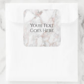 Maßgeschneiderte Rose Gold Weiße Marmorvorlage Quadratischer Aufkleber (Tasche)