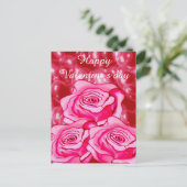 Maßgeschneiderte Rose mit 3D-Herzen Feiertagspostkarte (Stehend Vorderseite)