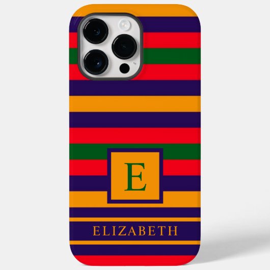 Maßgeschneiderte Rot-Gelb-grüne Streifen Case-Mate iPhone Hülle (Rückseite)