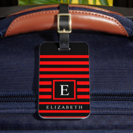 Maßgeschneiderte Rot- und Schwarzweißlinien Gepäckanhänger