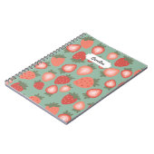 Maßgeschneiderte Rote Erdbeere Nahtloses Muster Notizblock (Linke Seite)