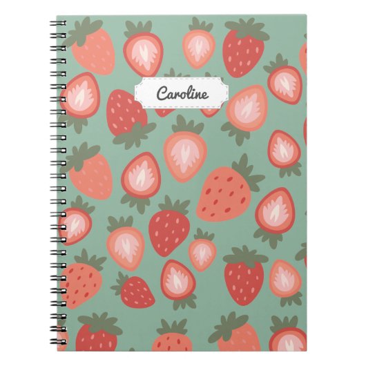 Maßgeschneiderte Rote Erdbeere Nahtloses Muster Notizblock (Vorderseite)
