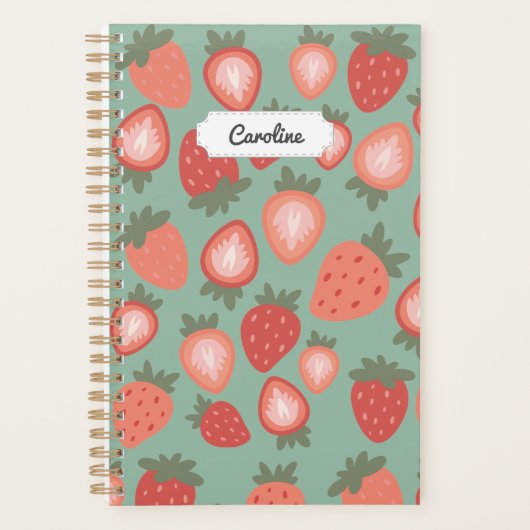 Maßgeschneiderte Rote Erdbeere Nahtloses Muster Planer (Vorderseite)